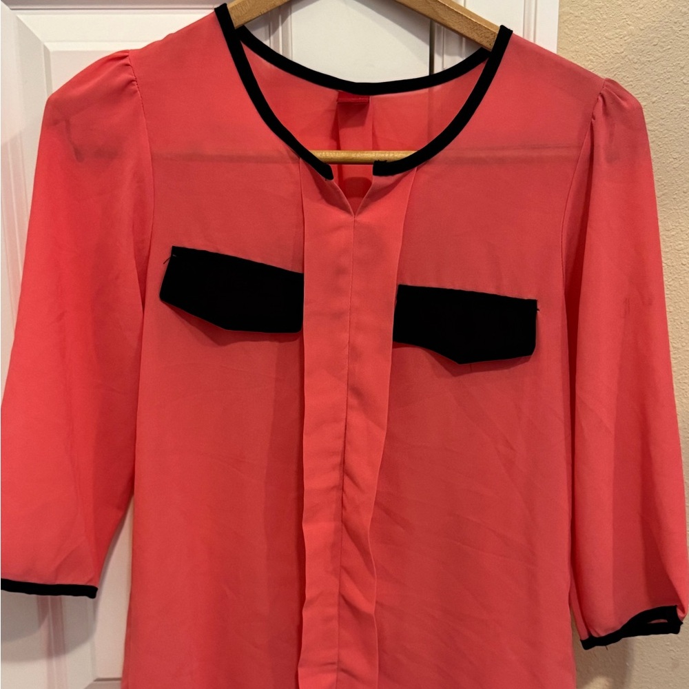 Blouse with Black Trim
